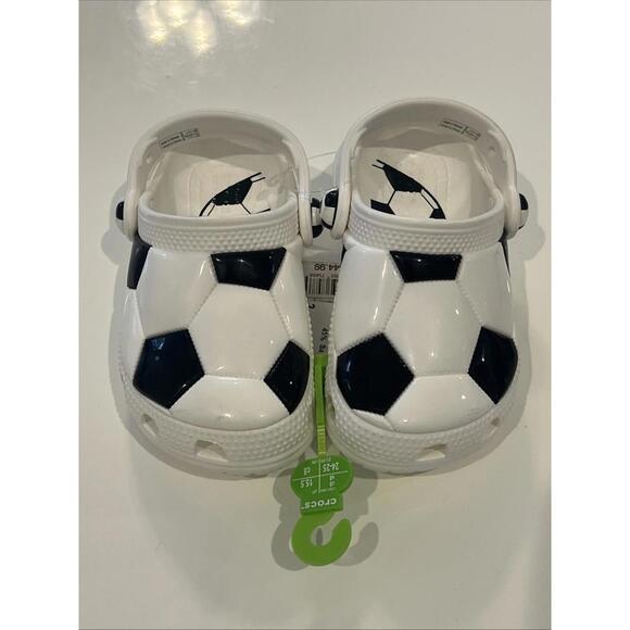 Crocs Little Kids Size C8 Soccer Clogs White Black - Picture 9 of 9